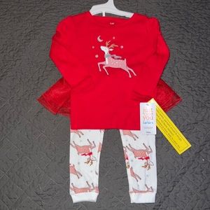 BNWT Baby Girl 3 Piece Christmas Winter Pajama Set with matching Tutu